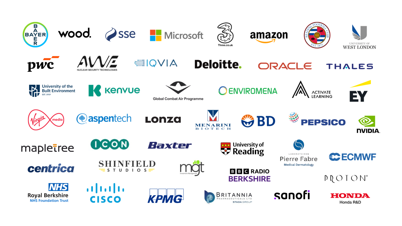 Logos of major businesses based in Reading